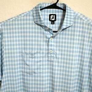 FootJoy Shirt Mens XL Short Sleeve Golf Polo Performance Blue White Stripes